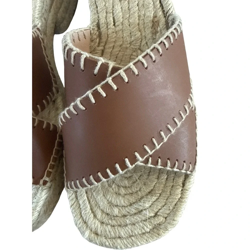 J. Crew Made-in-Spain Block Heel Espadrilles Leather Brown‎ 10 Summer 2025 $228